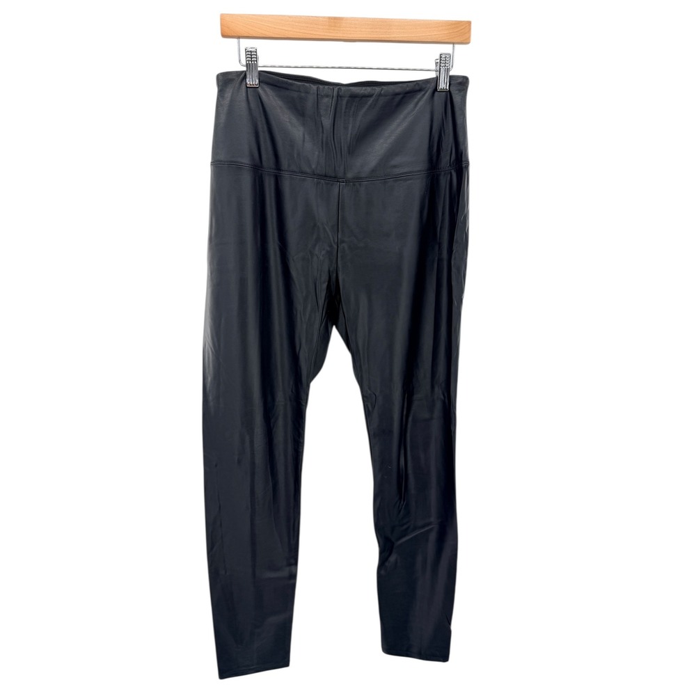 LYSSE Black Faux Leather High Waisted Leggings Stretchy Pants‎ Size L Chic